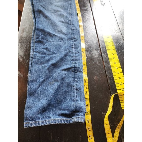 MEN'S LEVIS 501 SZ 33X34 LEVIS DARK WASH BOOT CUT BUTTON FLY 80'S 90'S JEANS - Picture 9 of 10